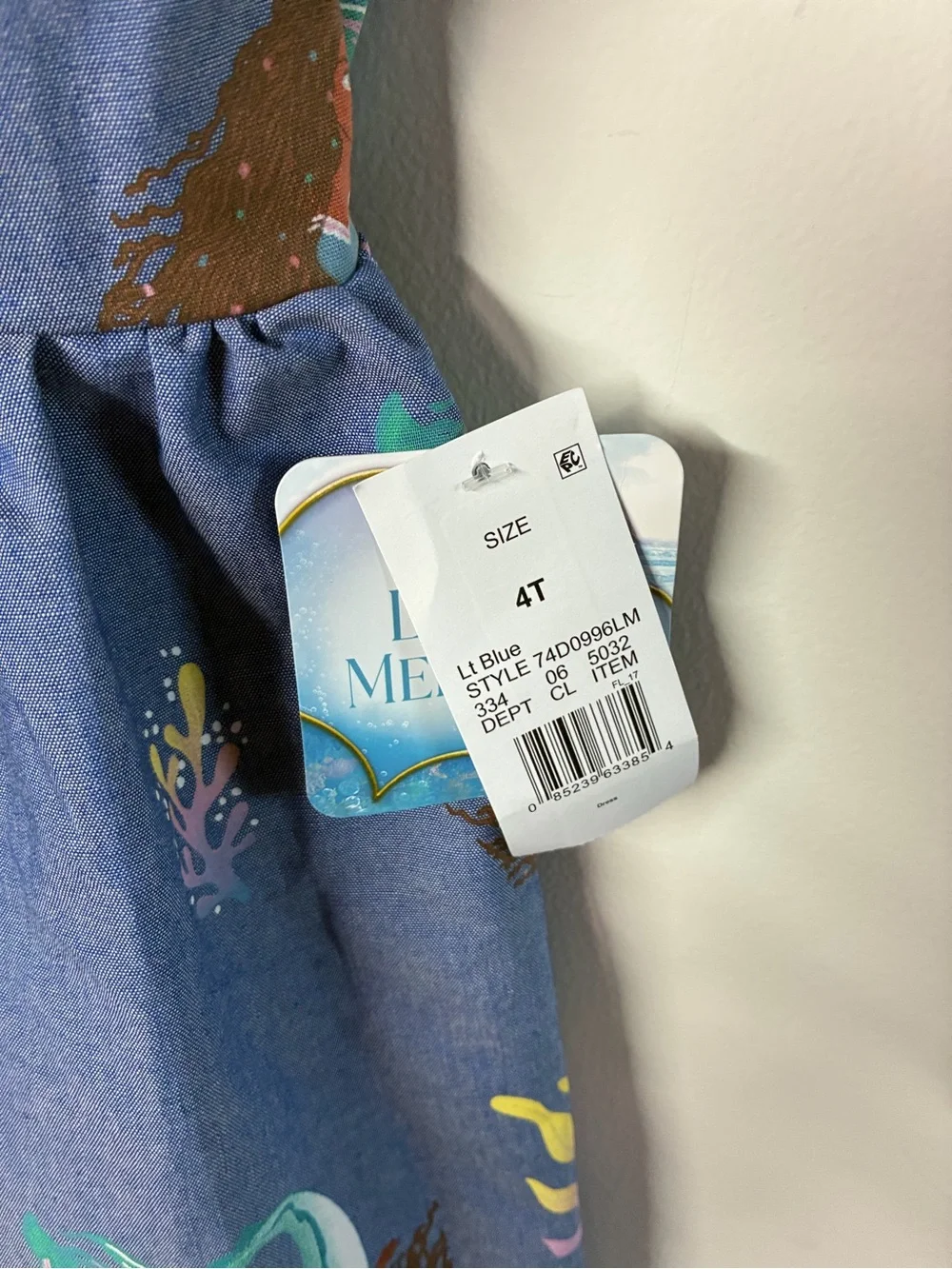 Disney Blue Mermaid Print Flutter Sleeve Dress